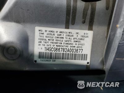Zdjęcie 13 z 13 samochodu: 2002 HONDA ACCORD LX VIN:1HGCG66782A003677 - miniatura