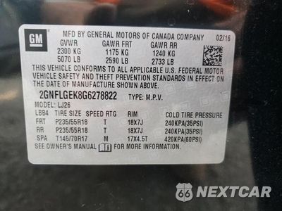 Zdjęcie 13 z 13 samochodu: 2016 CHEVROLET EQUINOX LTZ VIN:2GNFLGEK8G6278822 - miniatura