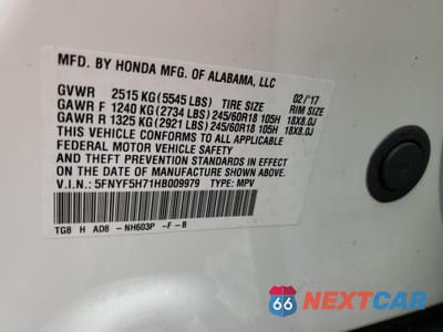 Zdjęcie 13 z 13 samochodu: 2017 HONDA PILOT EXLN VIN:5FNYF5H71HB009979 - miniatura