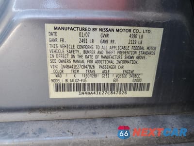 Zdjęcie 12 z 14 samochodu: 2007 NISSAN MAXIMA SE VIN:1N4BA41E27C847026 - miniatura