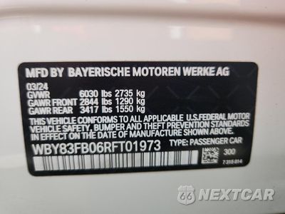 Zdjęcie 12 z 12 samochodu: 2024 BMW I4 XDRIVE 40 VIN:WBY83FB06RFT01973 - miniatura