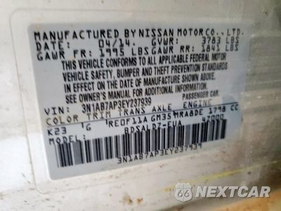 Zdjęcie 12 z 13 samochodu: 2014 NISSAN SENTRA S VIN:3N1AB7AP3EY237939 - miniatura