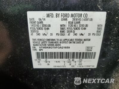 Zdjęcie 13 z 13 samochodu: 2015 FORD EXPLORER SPORT VIN:1FM5K8GT0FGA21859 - miniatura
