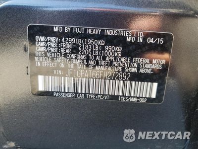 Zdjęcie 13 z 13 samochodu: 2015 SUBARU IMPREZA SPORT VIN:JF1GPAT66FH272892 - miniatura