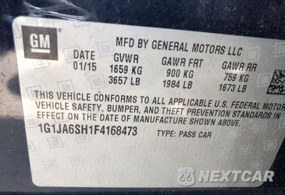 Zdjęcie 10 z 10 samochodu: 2015 CHEVROLET SONIC LS VIN:1G1JA6SH1F4168473 - miniatura