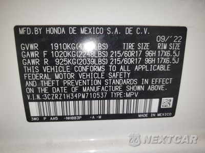 Zdjęcie 12 z 12 samochodu: 2023 HONDA HR-V LX VIN:3CZRZ1H34PM710537 - miniatura
