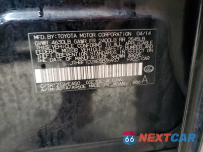 Zdjęcie 12 z 14 samochodu: 2014 LEXUS IS 250 VIN:JTHBF1D2XE5035937 - miniatura