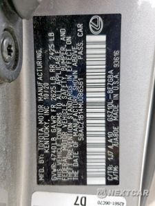 Zdjęcie 12 z 13 samochodu: 2021 LEXUS ES 350 BASE VIN:58ACZ1B14MU086561 - miniatura