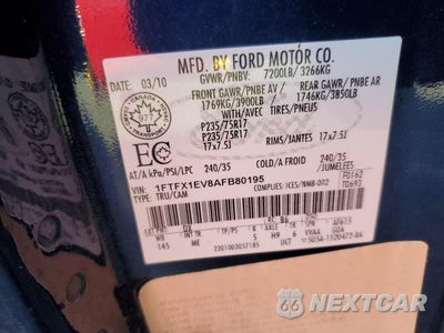 Zdjęcie 12 z 12 samochodu: 2010 FORD F150 SUPER CAB VIN:1FTFX1EV8AFB80195 - miniatura