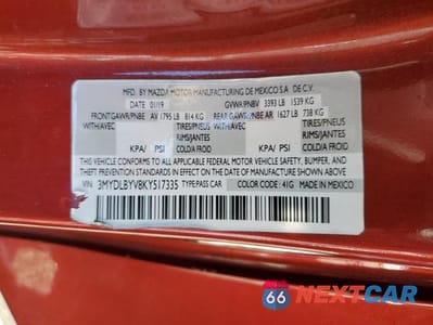 Zdjęcie 12 z 12 samochodu: 2019 TOYOTA YARIS L VIN:3MYDLBYV8KY517335 - miniatura