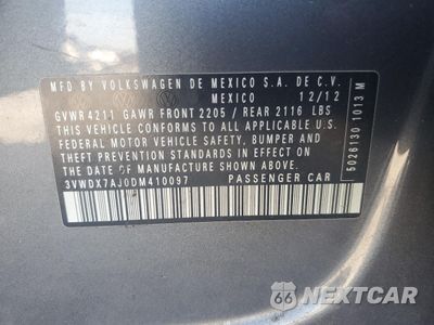 Zdjęcie 12 z 13 samochodu: 2013 VOLKSWAGEN JETTA SE VIN:3VWDX7AJ0DM410097 - miniatura
