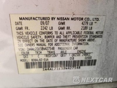 Zdjęcie 12 z 12 samochodu: 2008 NISSAN ALTIMA 2.5 VIN:1N4AL21E38N427548 - miniatura