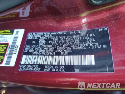 Zdjęcie 10 z 11 samochodu: 2008 TOYOTA TUNDRA DOUBLE CAB VIN:5TFBV54178X068423 - miniatura