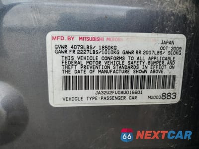 Zdjęcie 13 z 13 samochodu: 2010 MITSUBISHI LANCER ES/ES SPORT VIN:JA32U2FU0AU016601 - miniatura
