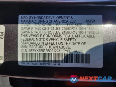 Zdjęcie 12 z 14 samochodu: 2024 HONDA RIDGELINE RTL VIN:5FPYK3F53RB021223 - miniatura