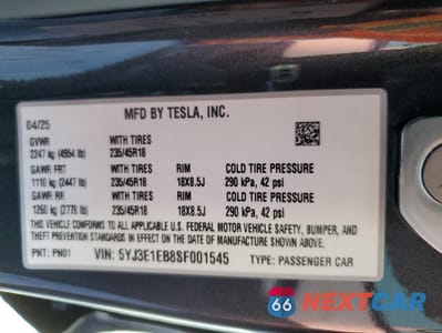 Zdjęcie 12 z 13 samochodu: 2025 TESLA MODEL 3 VIN:5YJ3E1EB8SF001545 - miniatura