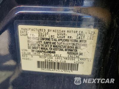 Zdjęcie 12 z 12 samochodu: 2012 NISSAN SENTRA 2.0 VIN:3N1AB6AP4CL690469 - miniatura