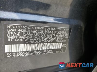 Zdjęcie 12 z 12 samochodu: 2007 LEXUS IS 250 VIN:JTHBK262175045807 - miniatura