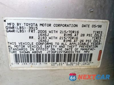 Zdjęcie 14 z 14 samochodu: 1998 TOYOTA RAV4 BASE VIN:JT3GP10V7W0031755 - miniatura