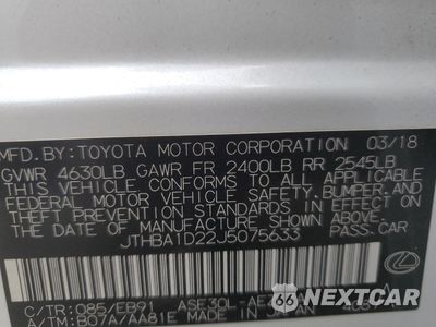 Zdjęcie 13 z 13 samochodu: 2018 LEXUS IS 300 VIN:JTHBA1D22J5075633 - miniatura