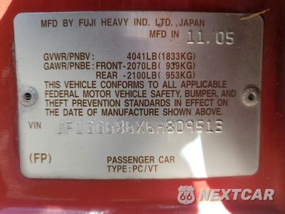 Zdjęcie 12 z 12 samochodu: 2006 SUBARU IMPREZA OUTBACK SPORT VIN:JF1GG686X6H809513 - miniatura