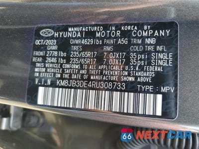Zdjęcie 13 z 13 samochodu: 2024 HYUNDAI TUCSON SEL VIN:KM8JB3DE4RU308733 - miniatura