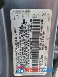 Zdjęcie 12 z 12 samochodu: 2003 TOYOTA COROLLA MATRIX XR VIN:2T1KR32E63C089074 - miniatura