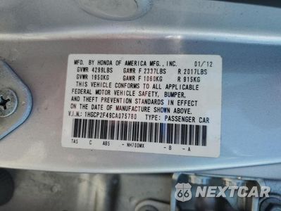 Zdjęcie 12 z 12 samochodu: 2012 HONDA ACCORD VIN:1HGCP2F49CA075780 - miniatura