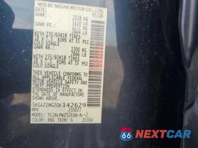 Zdjęcie 13 z 13 samochodu: 2016 NISSAN MURANO S VIN:5N1AZ2MG2GN142629 - miniatura