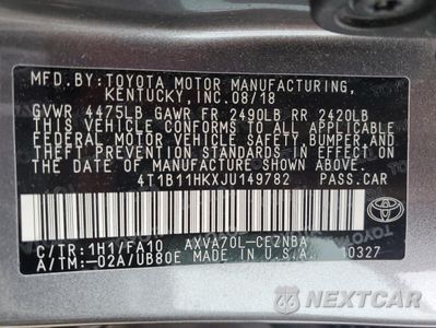 Zdjęcie 13 z 13 samochodu: 2018 TOYOTA CAMRY L VIN:4T1B11HKXJU149782 - miniatura