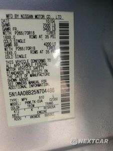Zdjęcie 13 z 15 samochodu: 2005 NISSAN ARMADA SE VIN:5N1AA08B25N704486 - miniatura