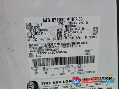 Zdjęcie 12 z 12 samochodu: 2013 FORD F150 SUPERCREW VIN:1FTFW1ET5DFA66807 - miniatura
