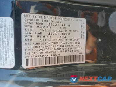 Zdjęcie 13 z 13 samochodu: 2010 PORSCHE CAYENNE VIN:WP1AA2AP7ALA12315 - miniatura