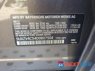 Zdjęcie 14 z 14 samochodu: 2013 BMW X5 XDRIVE35I VIN:5UXZV4C54D0B07504 - miniatura