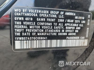 Zdjęcie 12 z 12 samochodu: 2016 VOLKSWAGEN PASSAT SE VIN:1VWBS7A37GC059041 - miniatura