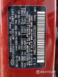 Zdjęcie 13 z 15 samochodu: 2020 HYUNDAI TUCSON LIMITED VIN:KM8J33A45LU202260 - miniatura