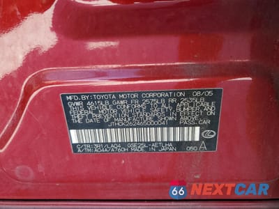 Zdjęcie 12 z 12 samochodu: 2006 LEXUS IS 250 VIN:JTHCK262465000041 - miniatura