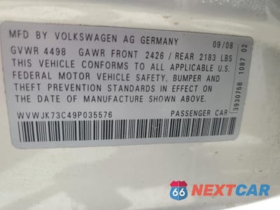 Zdjęcie 13 z 13 samochodu: 2009 VOLKSWAGEN PASSAT TURBO VIN:WVWJK73C49P035576 - miniatura