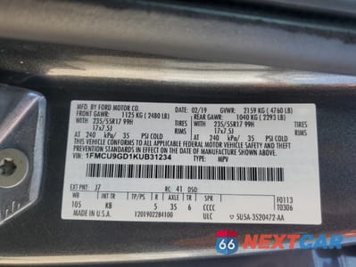 Zdjęcie 13 z 13 samochodu: 2019 FORD ESCAPE SE VIN:1FMCU9GD1KUB31234 - miniatura