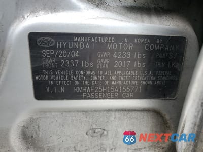 Zdjęcie 12 z 12 samochodu: 2005 HYUNDAI SONATA GL VIN:KMHWF25H15A155771 - miniatura