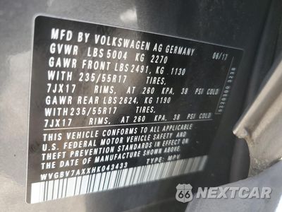 Zdjęcie 13 z 13 samochodu: 2017 VOLKSWAGEN TIGUAN S VIN:WVGBV7AXXHK043433 - miniatura