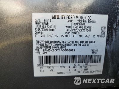 Zdjęcie 13 z 15 samochodu: 2015 FORD EXPLORER SPORT VIN:1FM5K8GT1FGB88022 - miniatura