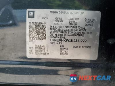 Zdjęcie 14 z 14 samochodu: 2019 CHEVROLET TRAVERSE LT VIN:1GNEVHKW1KJ311772 - miniatura