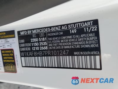 Zdjęcie 12 z 12 samochodu: 2023 MERCEDES-BENZ C 43 AMG VIN:W1KAF8HB7PR101247 - miniatura