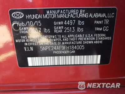 Zdjęcie 12 z 12 samochodu: 2015 HYUNDAI SONATA SE VIN:5NPE24AF9FH184005 - miniatura