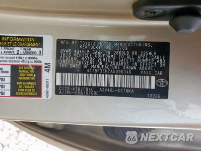 Zdjęcie 12 z 12 samochodu: 2010 TOYOTA CAMRY BASE VIN:4T1BF3EK7AU096346 - miniatura