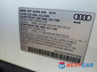 Zdjęcie 13 z 13 samochodu: 2015 AUDI Q3 PRESTIGE VIN:WA1GFCFS0FR014356 - miniatura