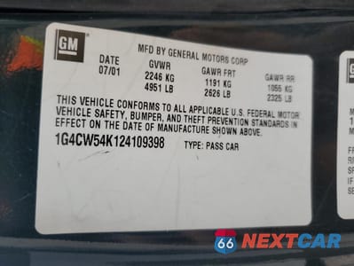 Zdjęcie 12 z 14 samochodu: 2002 BUICK PARK AVENUE VIN:1G4CW54K124109398 - miniatura