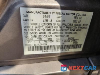 Zdjęcie 12 z 12 samochodu: 2005 NISSAN ALTIMA SE VIN:1N4BL11DX5C363621 - miniatura