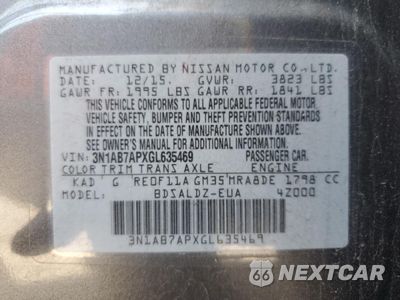 Zdjęcie 13 z 15 samochodu: 2016 NISSAN SENTRA S VIN:3N1AB7APXGL635469 - miniatura